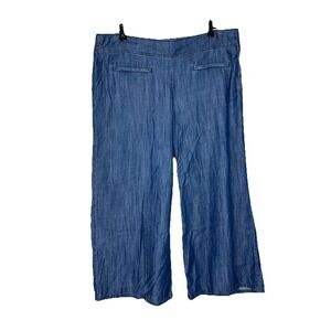 Eileen Fisher Blue Wide Leg Pants Faux Front and Back Pockets Women's Size‎ L